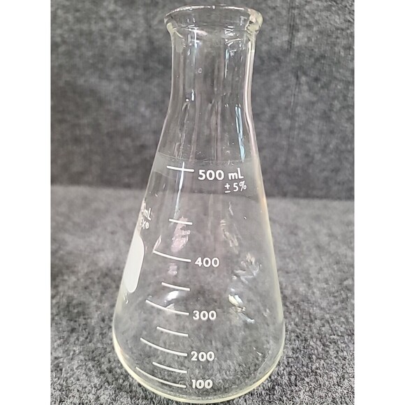 Vintage Glass Pyrex 4980 500 mL Erlenmeyer Flask Beaker USA Clean - Picture 2 of 5